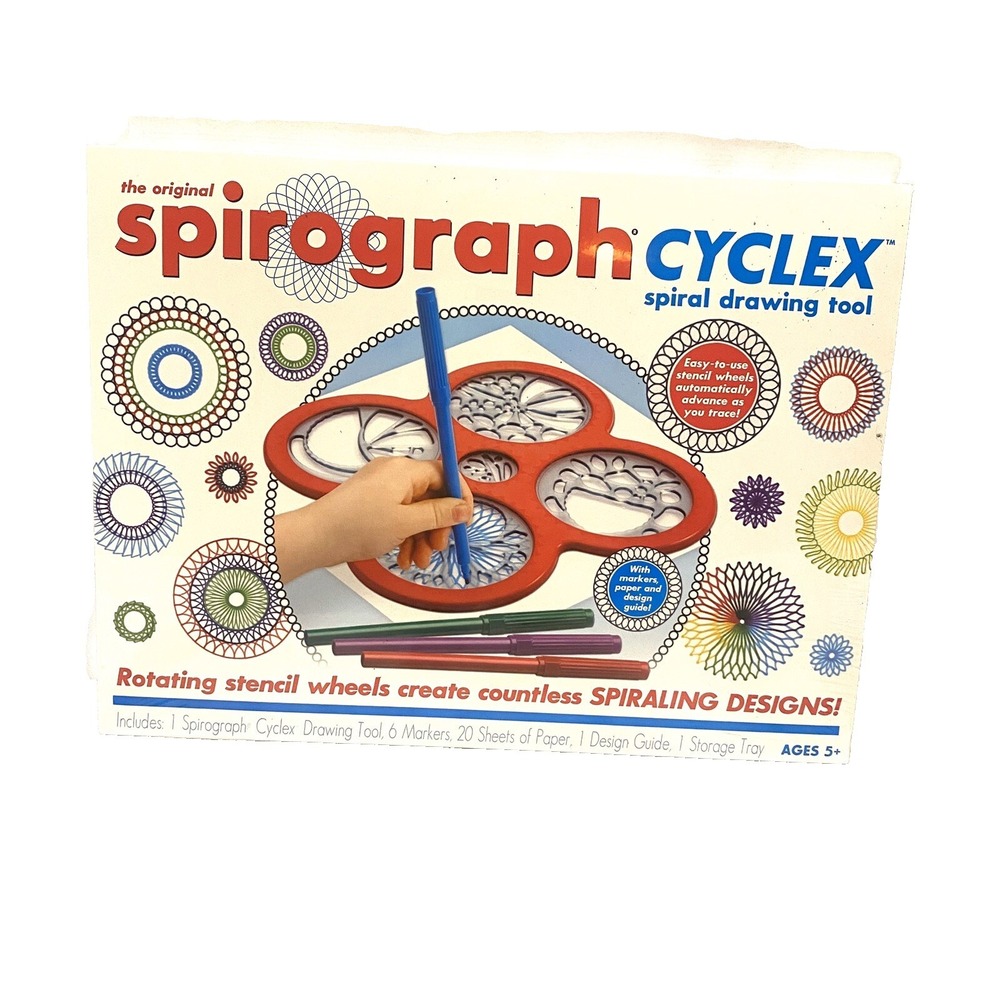 spirograph‎ cyclex art crafts drawing set kit tool guide book and paper